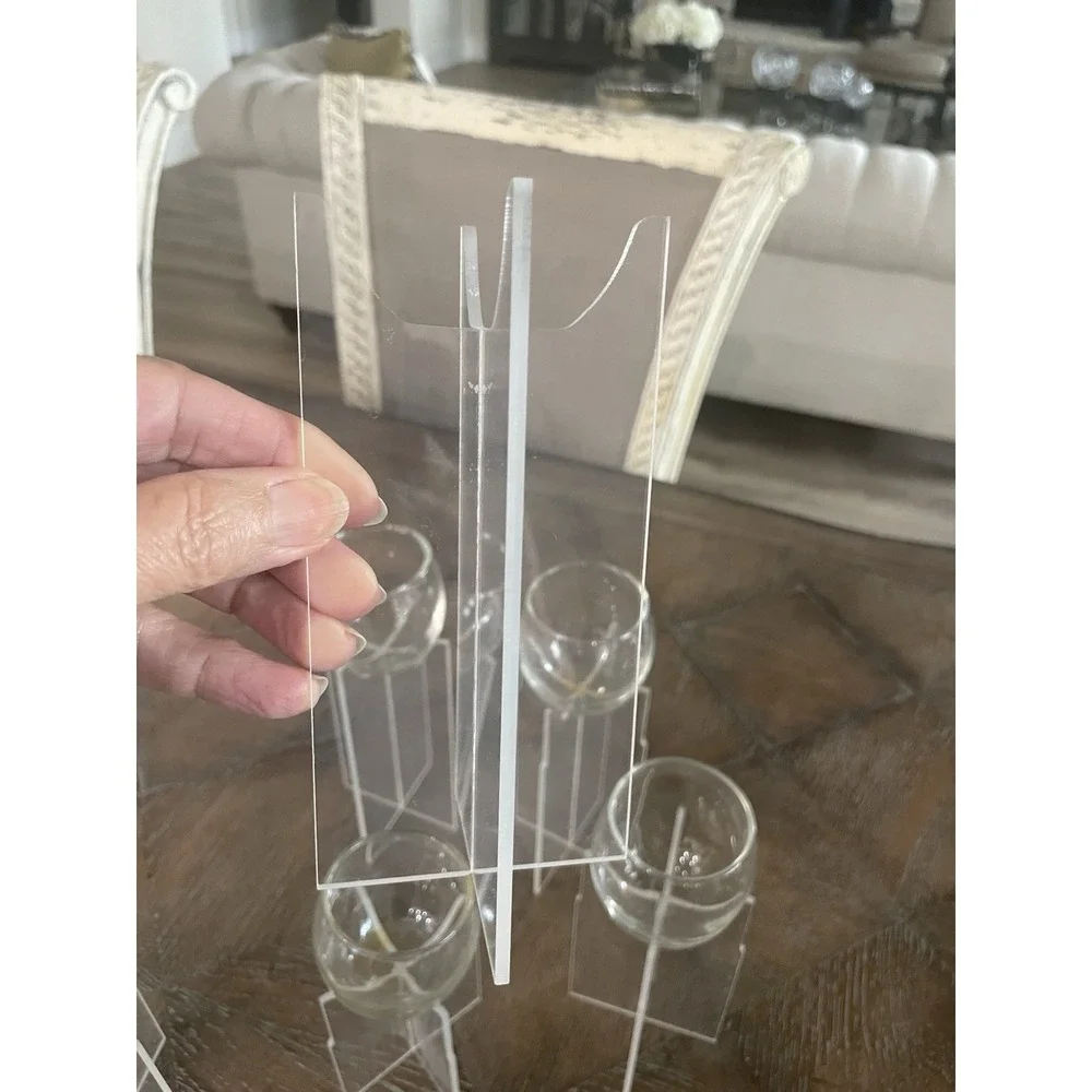 Vtg Set of 6 MCM Acrylic Lucite & Glass Tea Light or Floating Candle Holders‎
